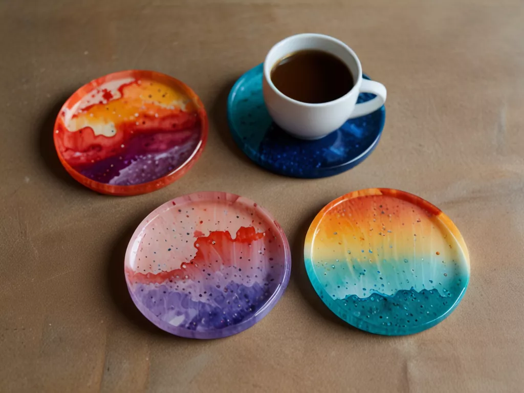 Colorful resin coaster set